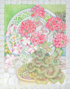 Pot of Geraniums by Lillian Delevoryas